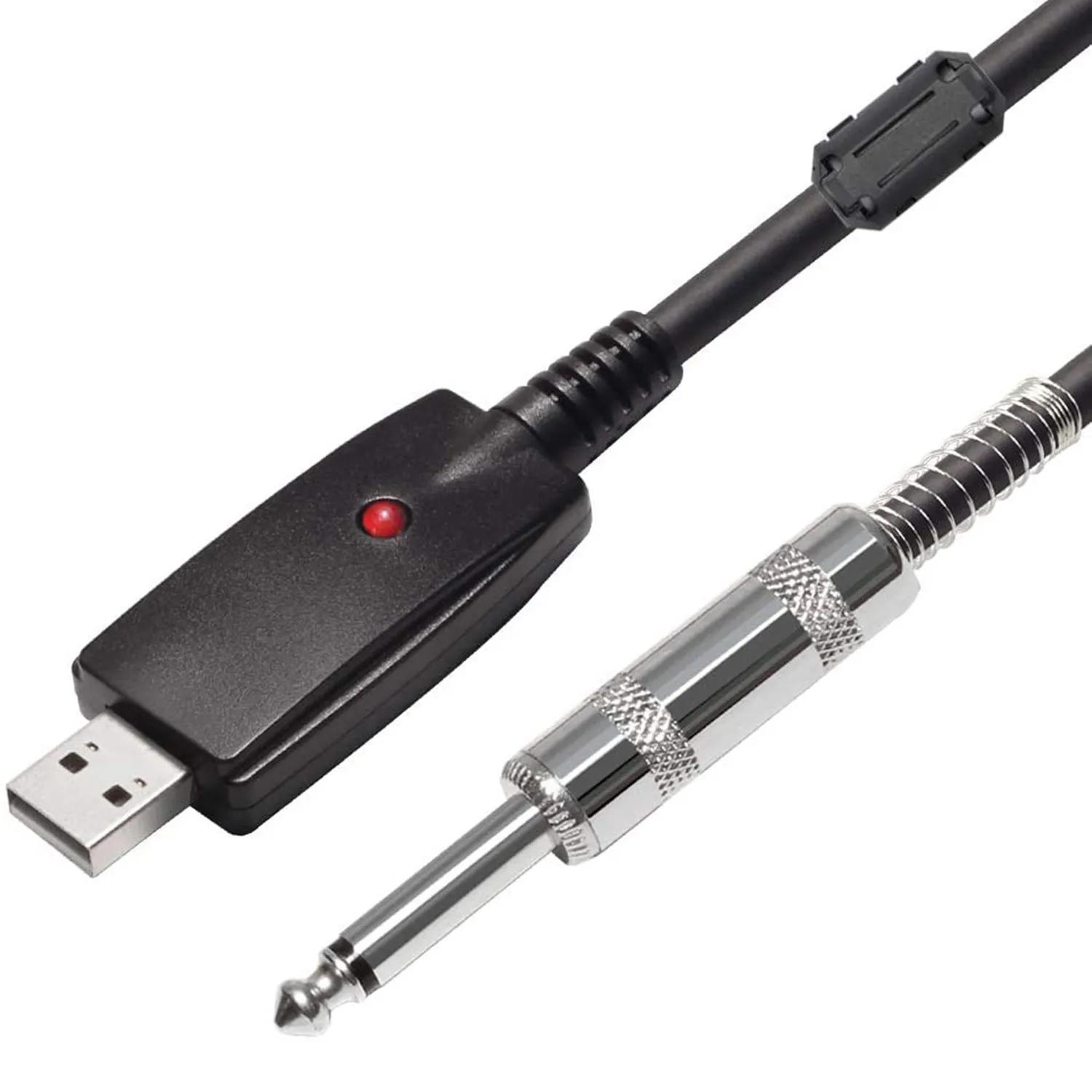 10 Ʈ USB Ÿ ̺-USB 2.0 ̽ -6.35mm 1/4  TS  ϷƮ Ÿ ̺ Ʃ  ̺ Ŀ Cor